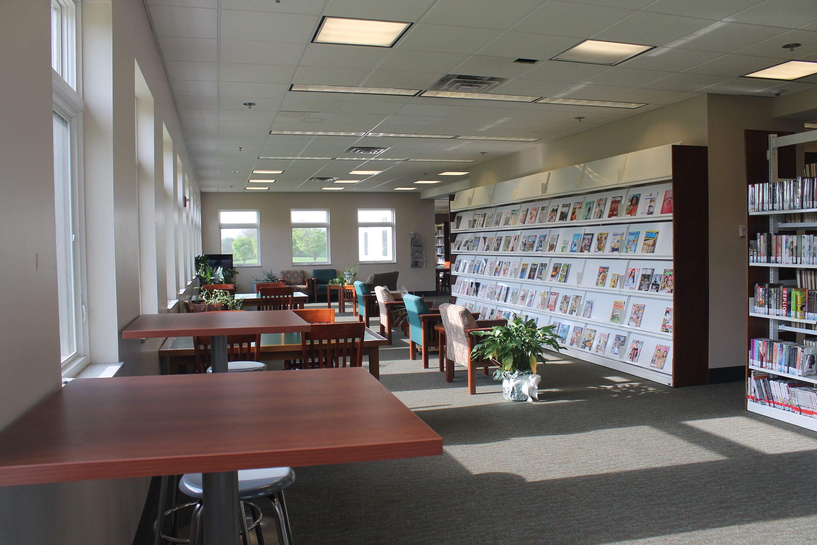 Tables and magazines in the Community Library